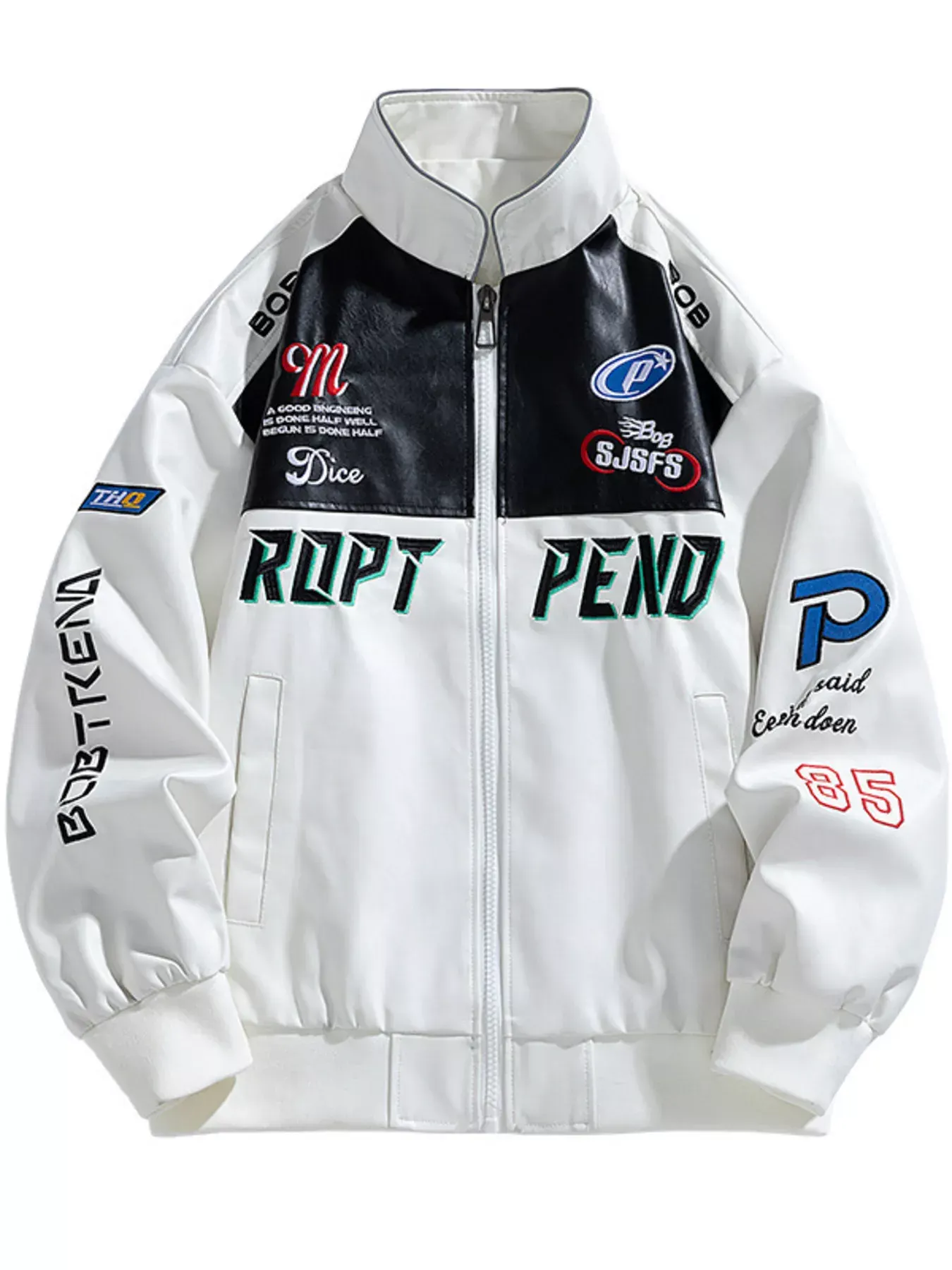 Men's Plus Size Racing-Inspired Zip Up Jacket