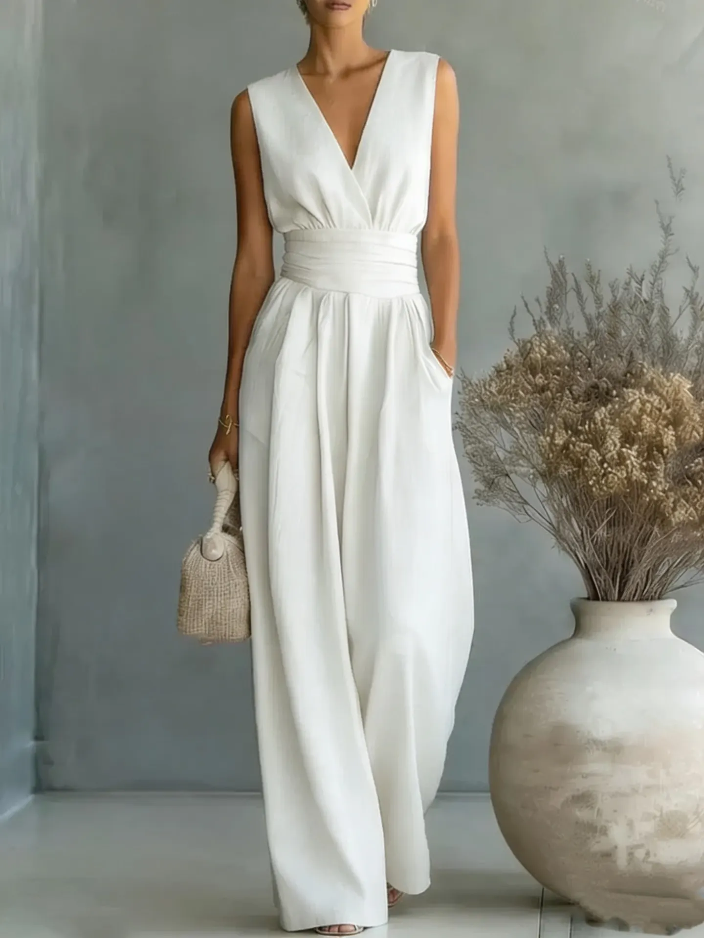 Full Size Sleeveless Wide-Leg Jumpsuit Plus Size