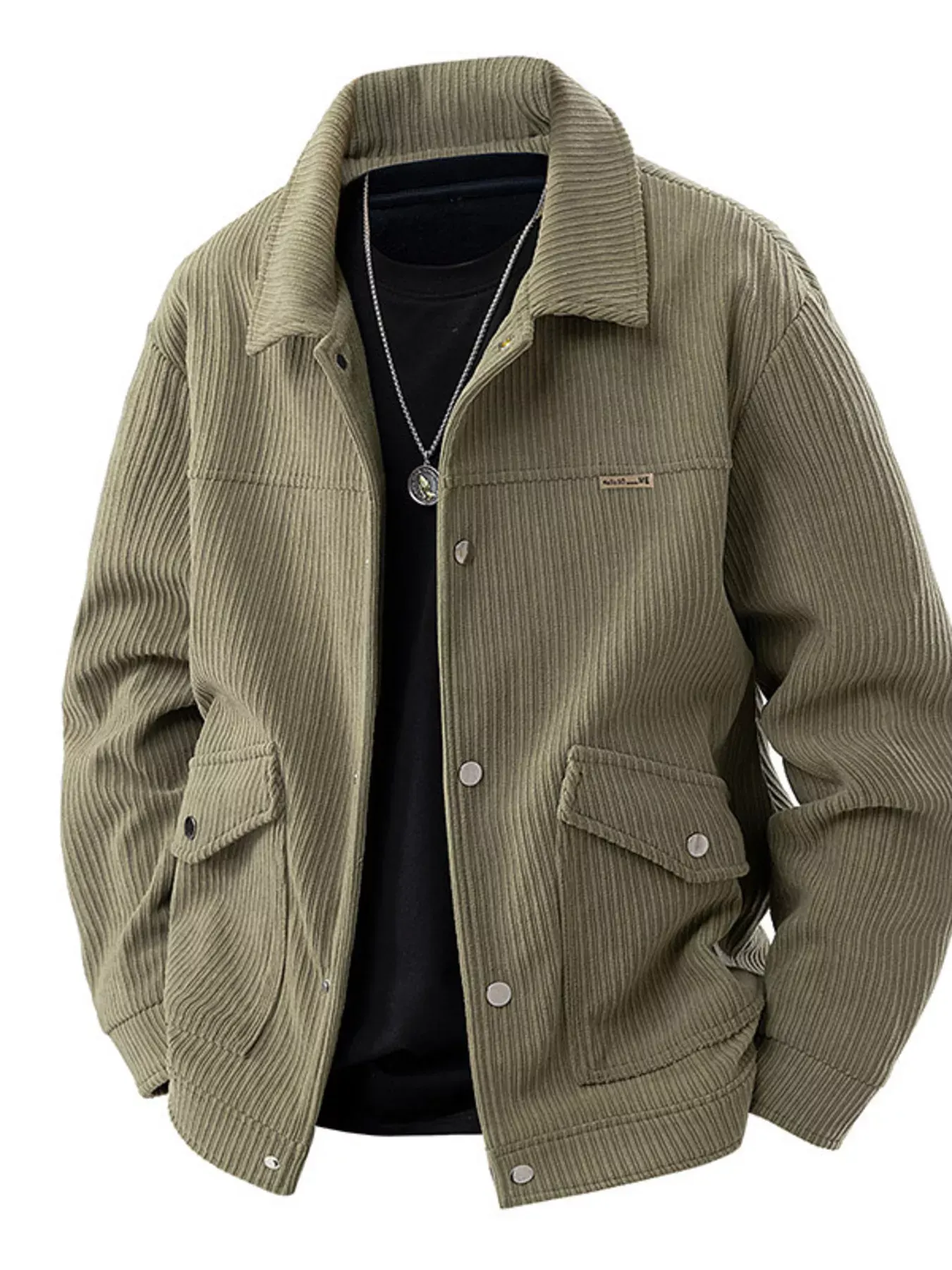 Men's Plus Size Corduroy Button Up Casual Jacket