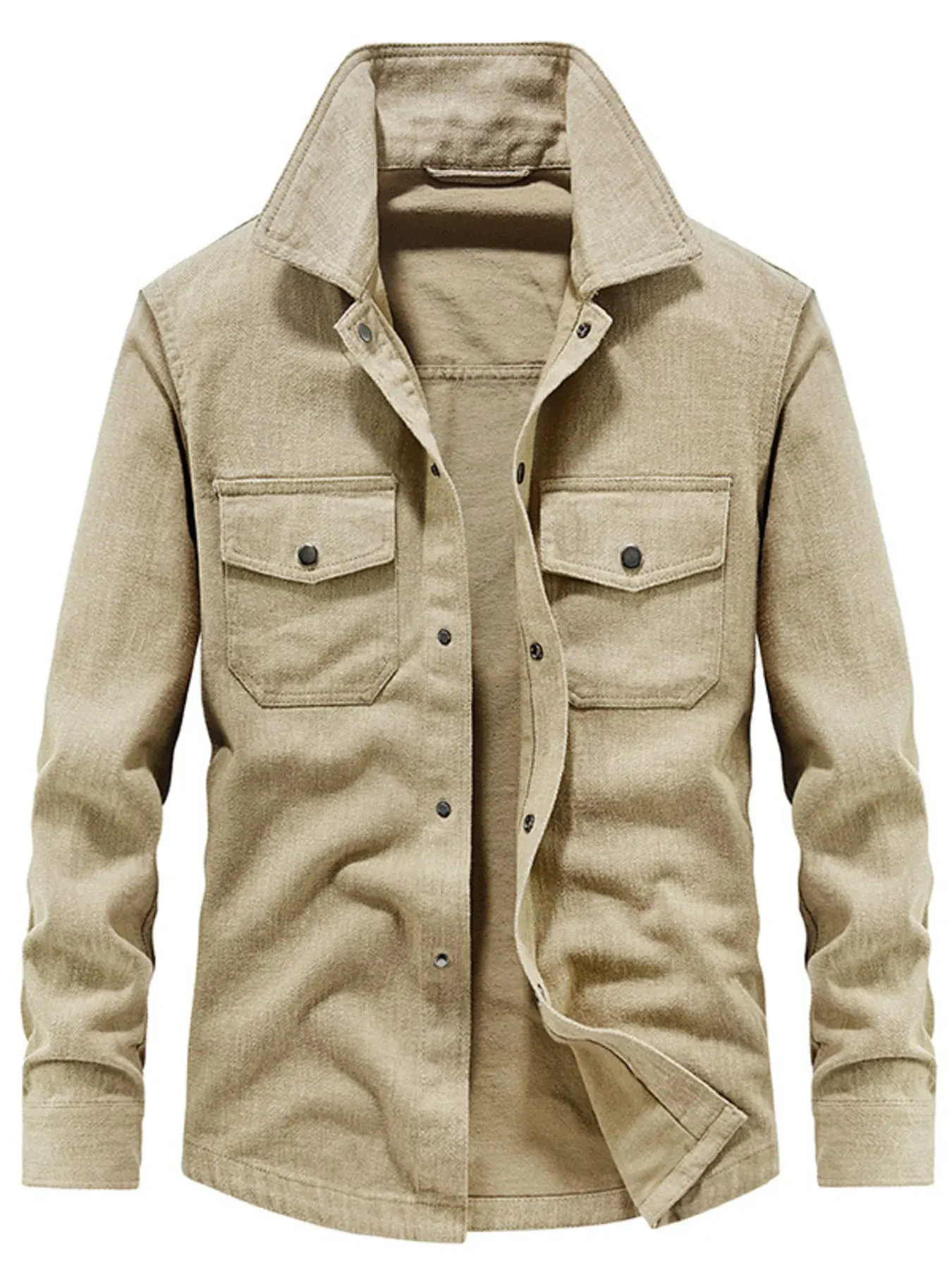Men's Plus Size Dual Chest Pockets Shacket