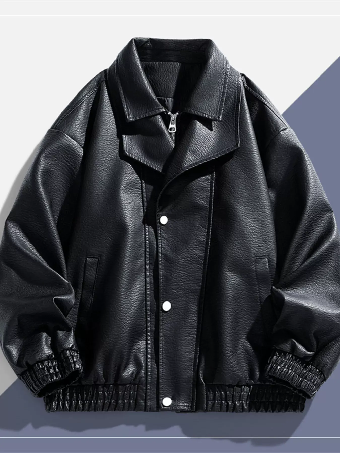 Men's Plus Size Faux Leather Bomber Jacket