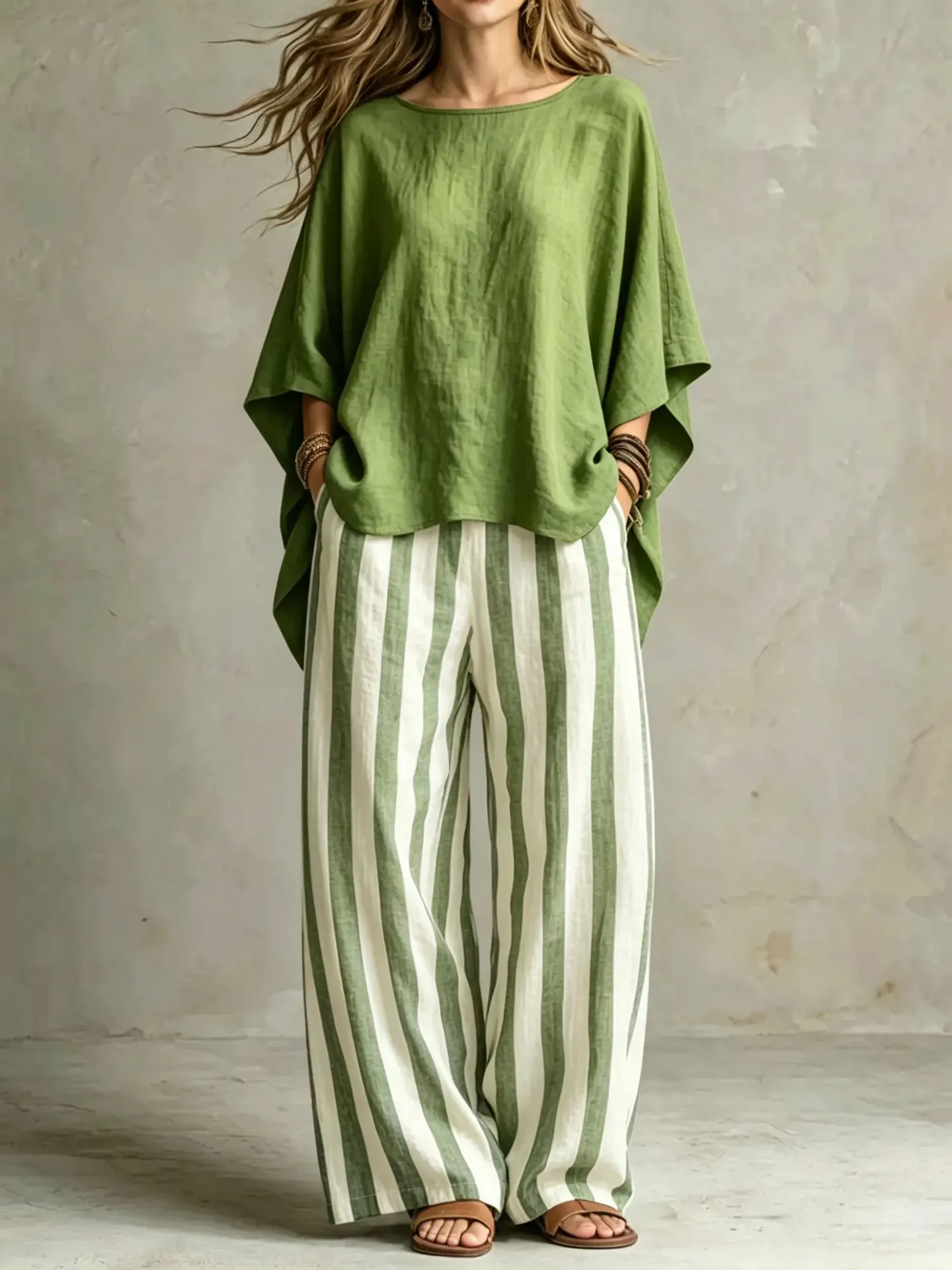 Full Size Solid Color Top and Pants Set Plus Size